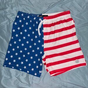 RS Surf Mens American Flag Swim Trunks Board Shorts Cargo Patriotic Large 36Wx9L